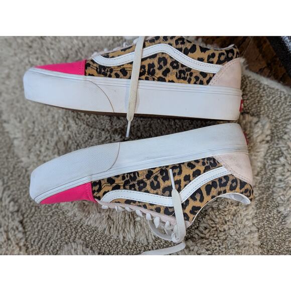 Vans Customs Old Skool Pink and leopard Shoes Womens Sz 8.5 - Picture 7 of 11